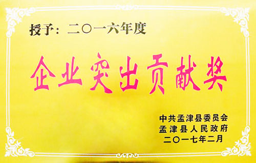 博天堂918节能荣获孟津县2016年度“企业凸起贡献奖”荣誉称号